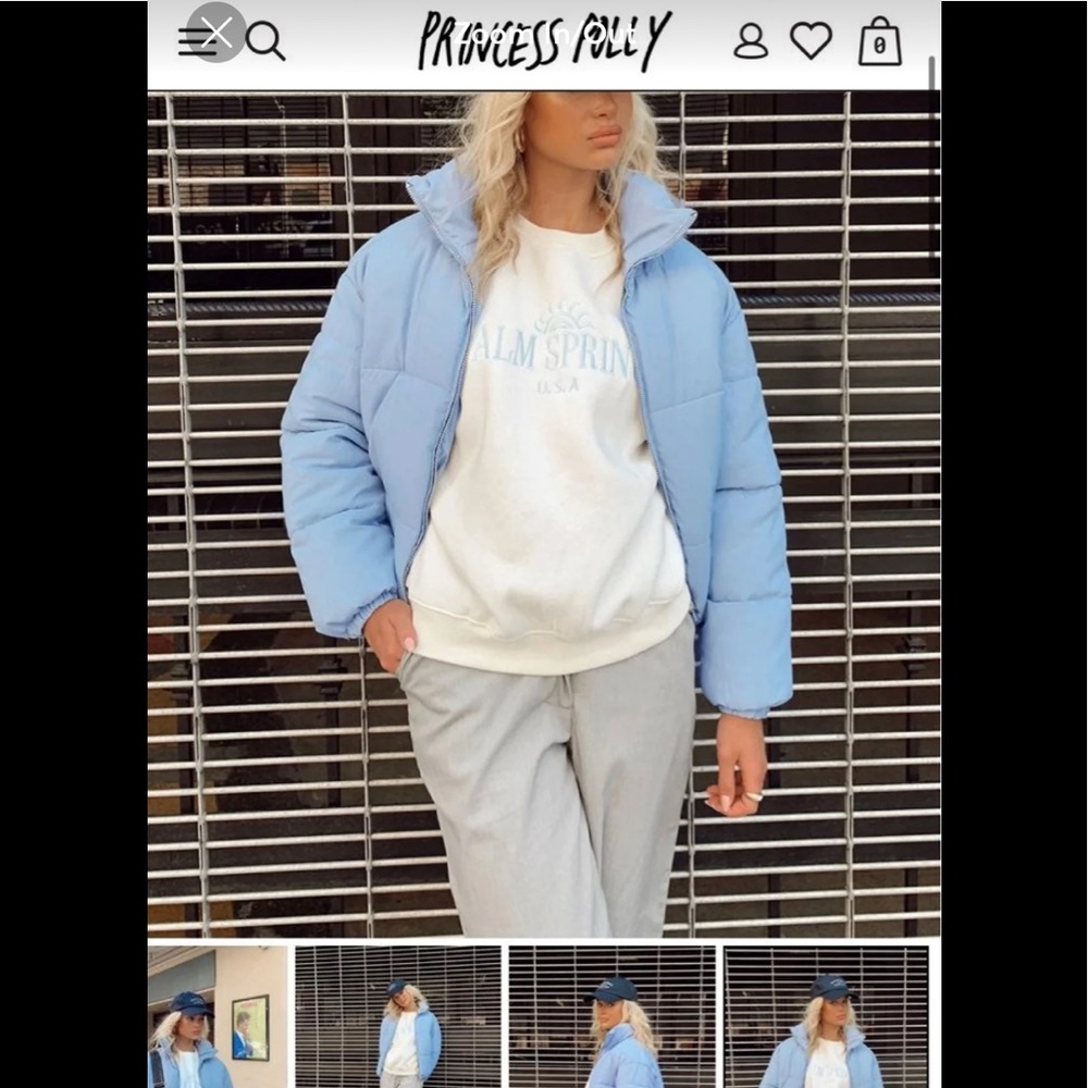 Princess Polly Ivey Puffer jacket Blue